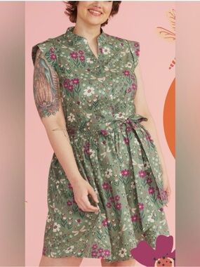 ModCloth X Princess Highway Cotton Spring Floral Shirt Dress